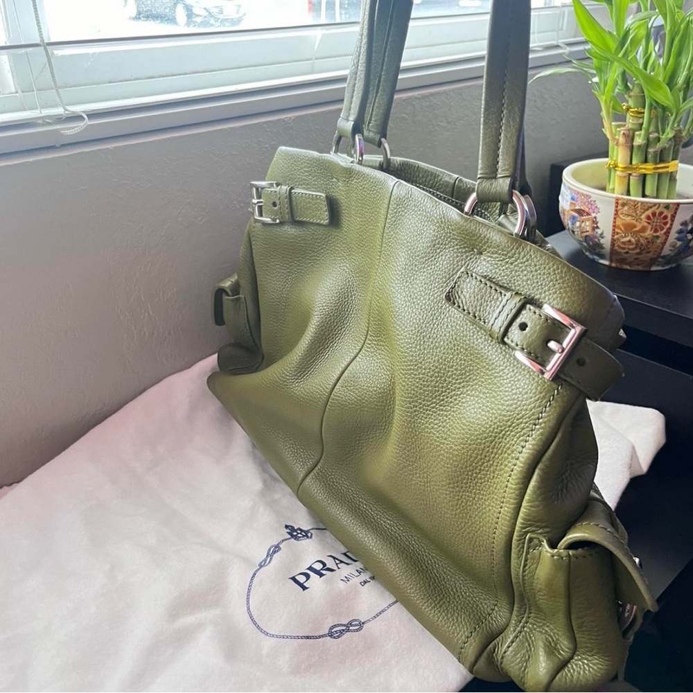 Prada Moss Green Leather Handbag - Picture 4 of 8